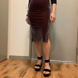 Vintage velvet lavender mid length pencil skirt